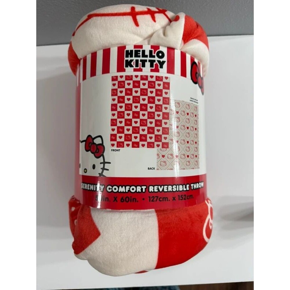 Hello Kitty Sanrio Reversible Throw Blanket 50x60 Red White